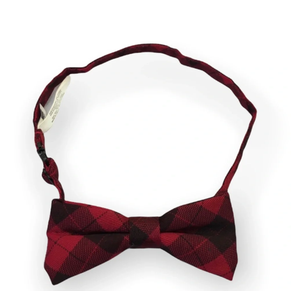 Red and Black Plaid Kids Bow Tie